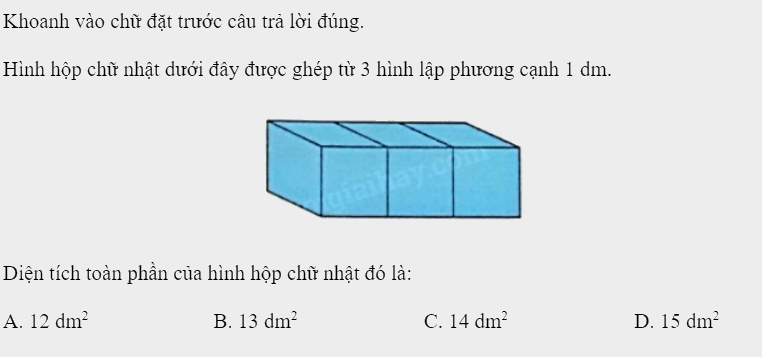 Bài 50: Diện tích xung quanh và diện tích toàn phần của hình hộp chữ nhật (tiết 2) trang 40 vở bài tập Toán 5 - Kết nối tri thức 1 1