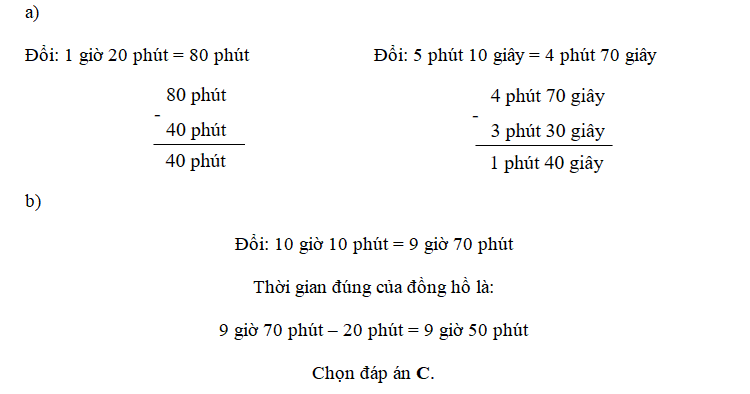 Bài 57: Cộng trừ số đo thời gian (tiết 2) trang 63 vở bài tập Toán 5 - Kết nối tri thức 2