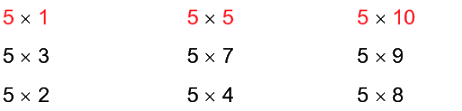 Bảng nhân 5 2