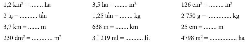 Đề cương ôn tập học kì 1 Toán 5 - Kết nối tri thức 1