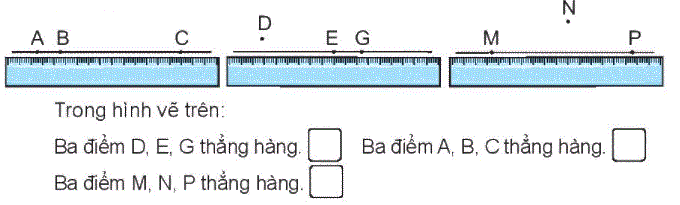 Giải bài 25: Điểm, đoạn thẳng, đường thẳng, đường cong, ba điểm thẳng hàng (tiết 2) trang 95, 96 Vở bài tập toán 2 - Kết nối tri thức với cuộc sống 1 1