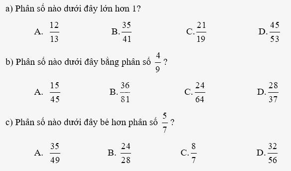 Giải bài 69: Ôn tập phân số (tiết 2) trang 112 vở bài tập Toán 4 - Kết nối tri thức với cuộc sống 1