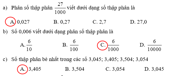 Giải phần A. Tái hiện, củng cố trang 32 Bài tập phát triển năng lực Toán 5 0 2