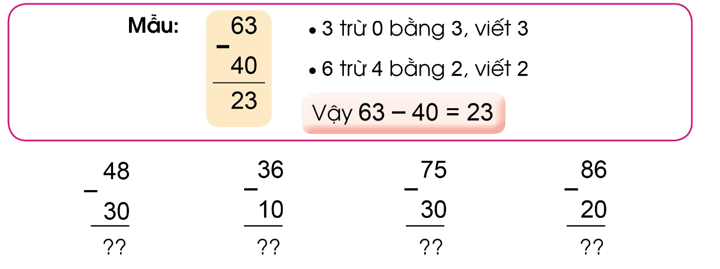 Toán lớp 1 trang 142 - Phép trừ dạng 27-4; 63-40 - SGK Cánh diều 2 1