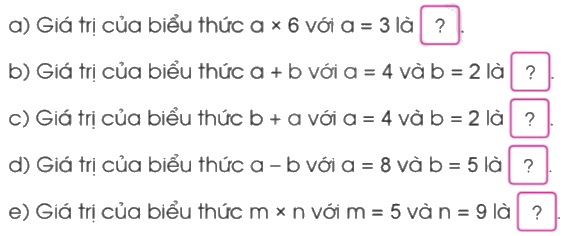 Toán lớp 4 trang 108 - Bài 49: Biểu thức có chứa chữ - SGK Cánh diều 0 1