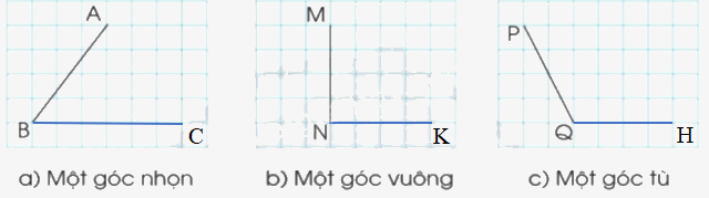 Toán lớp 4 trang 44 - Bài 19: Góc nhọn, góc tù, góc bẹt - SGK Cánh diều 4