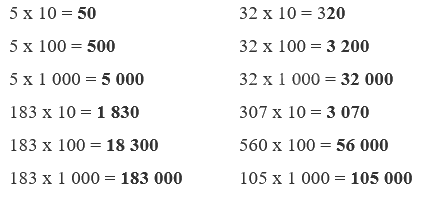 Toán lớp 4 trang 84 - Bài 36: Nhân với 10, 100 , 1 000, ... - SGK Cánh diều 0 2